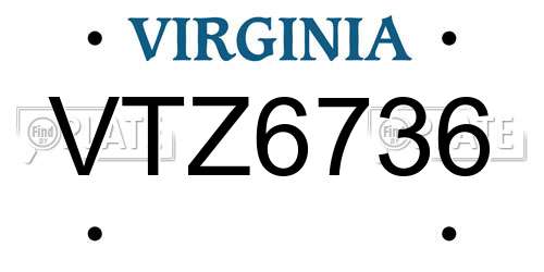VTZ6736 Virginia License Plate