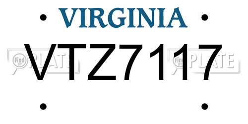 VTZ7117 Virginia License Plate