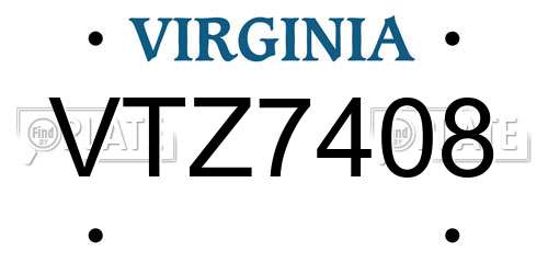 VTZ7408 Virginia License Plate