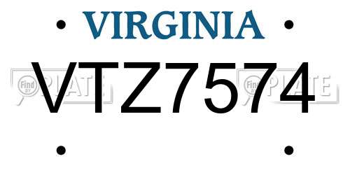 VTZ7574 Virginia License Plate