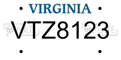 VTZ8123 Virginia License Plate