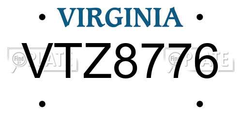 VTZ8776 Virginia License Plate