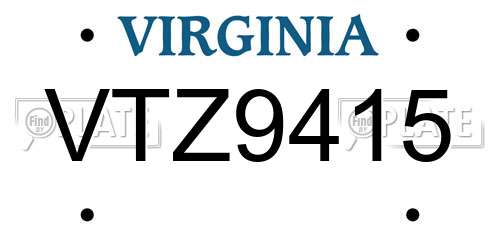 VTZ9415 Virginia License Plate