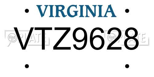 VTZ9628 Virginia License Plate