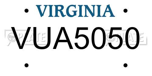 VUA5050 Virginia License Plate