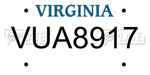 VUA8917 Virginia License Plate