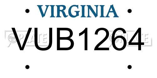 VUB1264 Virginia License Plate