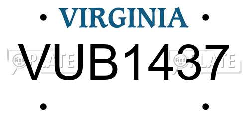 VUB1437 Virginia License Plate