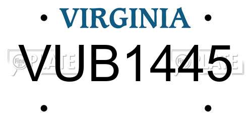 VUB1445 Virginia License Plate