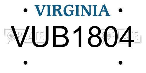 VUB1804 Virginia License Plate