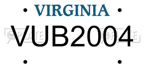 VUB2004 Virginia License Plate
