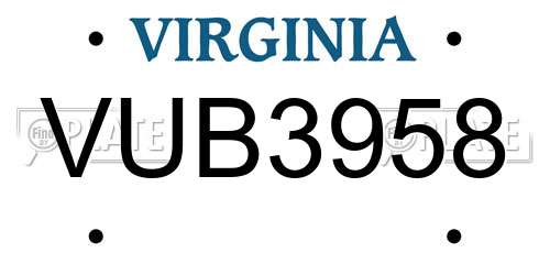VUB3958 Virginia License Plate