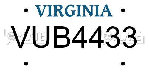 VUB4433 Virginia License Plate