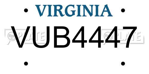 VUB4447 Virginia License Plate