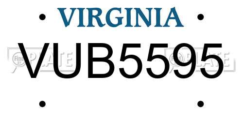 VUB5595 Virginia License Plate