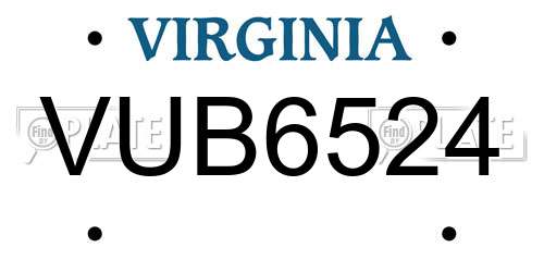 VUB6524 Virginia License Plate