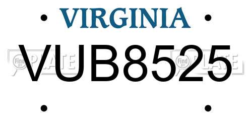 VUB8525 Virginia License Plate