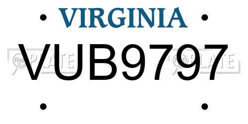 VUB9797 Virginia License Plate