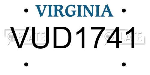VUD1741 Virginia License Plate