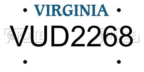 VUD2268 Virginia License Plate