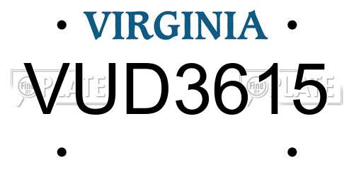 VUD3615 Virginia License Plate