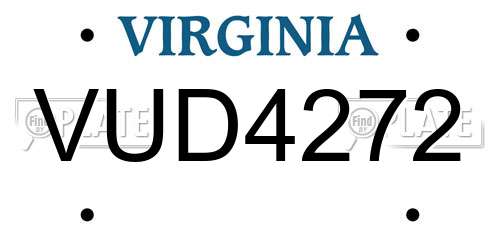 VUD4272 Virginia License Plate
