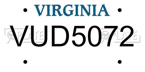 VUD5072 Virginia License Plate