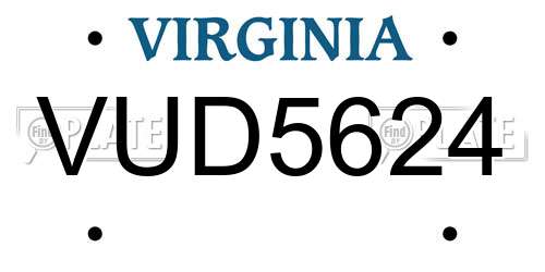VUD5624 Virginia License Plate