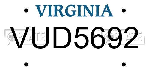 VUD5692 Virginia License Plate