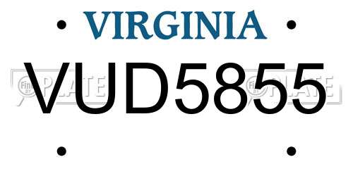 VUD5855 Virginia License Plate