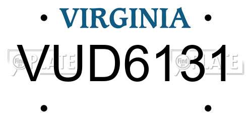 VUD6131 Virginia License Plate