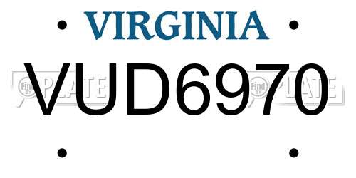 VUD6970 Virginia License Plate