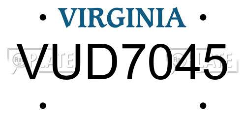 VUD7045 Virginia License Plate