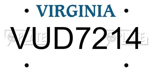 VUD7214 Virginia License Plate