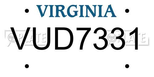 VUD7331 Virginia License Plate