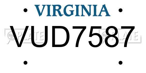 VUD7587 Virginia License Plate