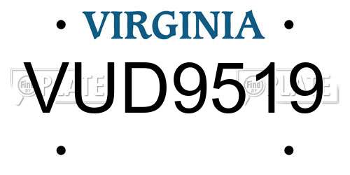 VUD9519 Virginia License Plate
