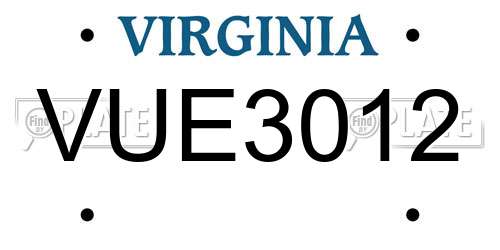 VUE3012 Virginia License Plate