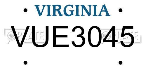 VUE3045 Virginia License Plate