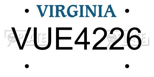 VUE4226 Virginia License Plate