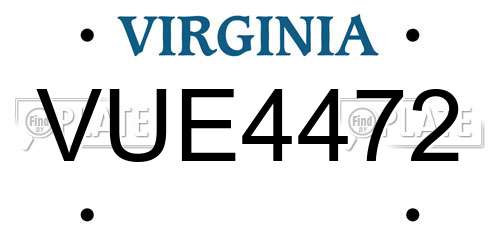 VUE4472 Virginia License Plate