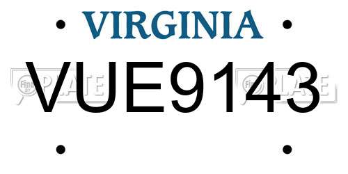 VUE9143 Virginia License Plate