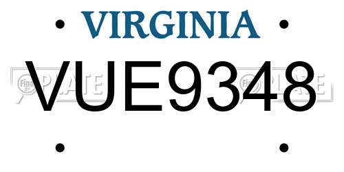 VUE9348 Virginia License Plate