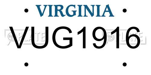 VUG1916 Virginia License Plate