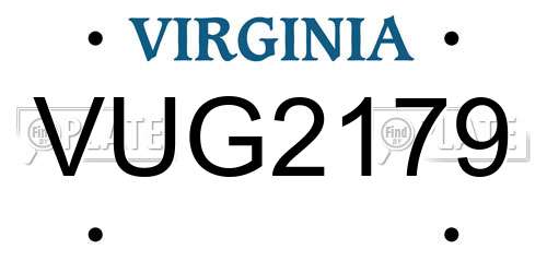 VUG2179 Virginia License Plate