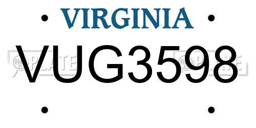 VUG3598 Virginia License Plate