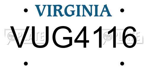 VUG4116 Virginia License Plate