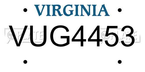 VUG4453 Virginia License Plate