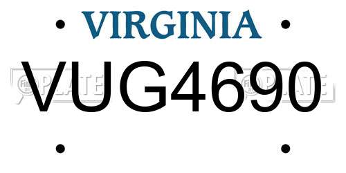 VUG4690 Virginia License Plate
