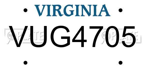 VUG4705 Virginia License Plate